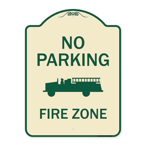 Signmission Designer Series-No Parking Fire Zone With Fire Truck Graphic, 24" x 18", TG-1824-9951 A-DES-TG-1824-9951 - main
